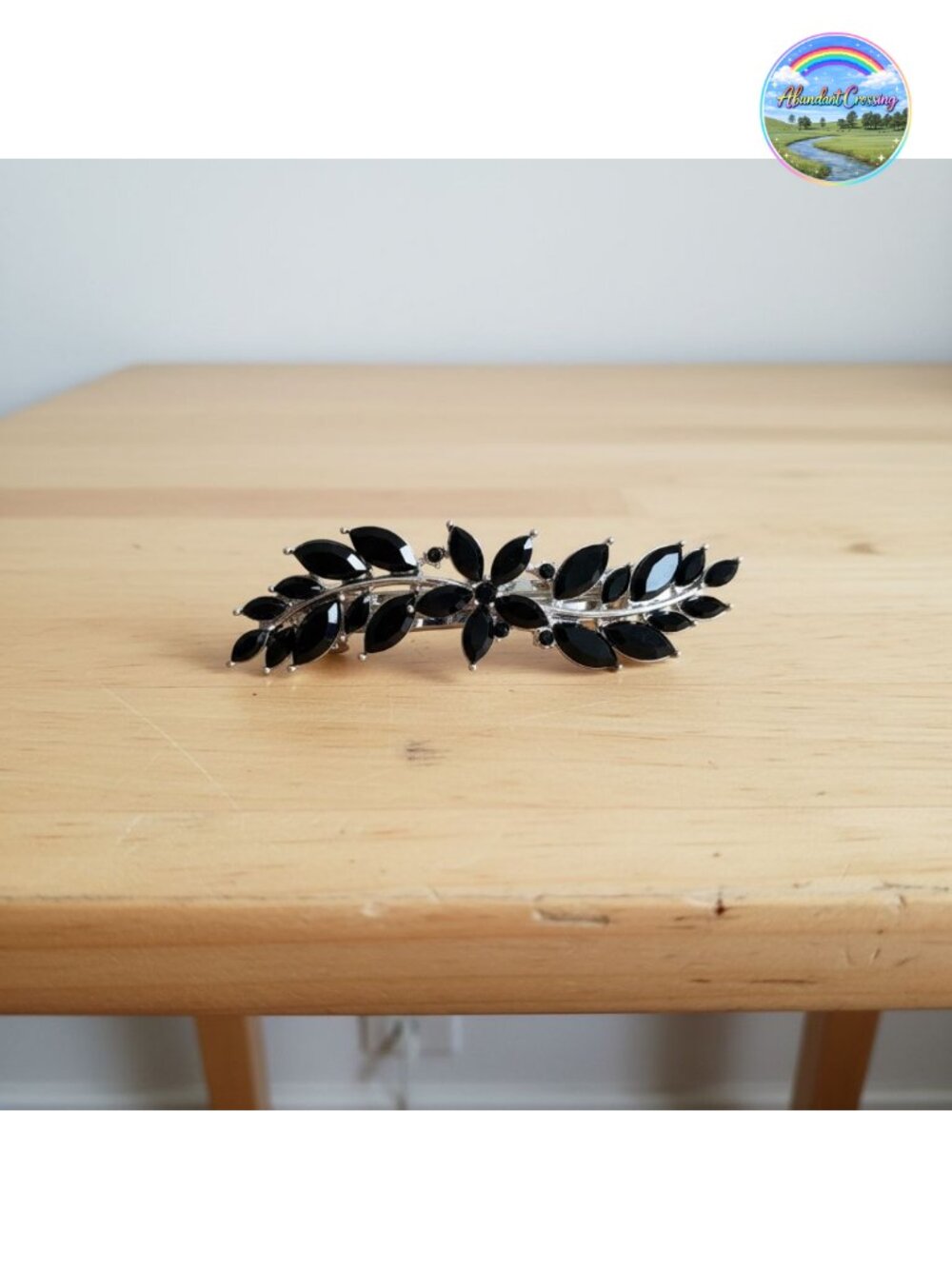 Rhinestone Crystal Small Flower Hair Barrette Clip Silvertone Alloy Prom Wedding